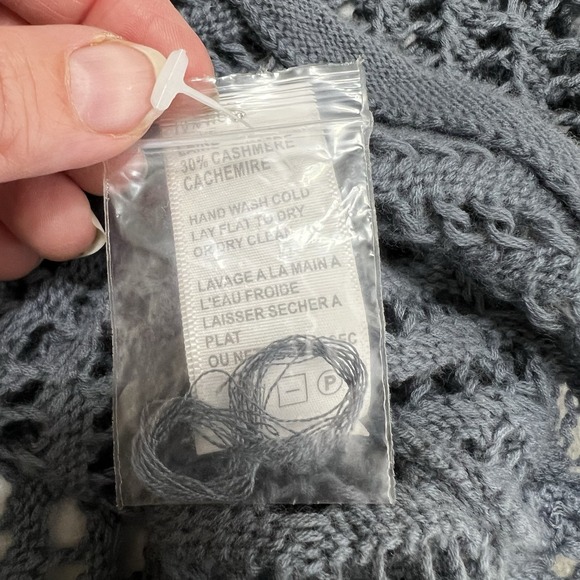 James Perse Blue Grey Size 2 Cashmere Wool Open Weave Sweater Short Sleeve - Picture 11 of 11